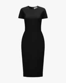 【Victoria Beckham】フィットTシャツクレープミディドレス Fitted T-shirt Dress In Bright Red | Designer Dresses
