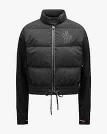 【関税&送料込】Moncler Grenoble Black Stretch Nylon Fex Jac Moncler Grenoble Men's Fleece Overshirt with Nylon Inserts