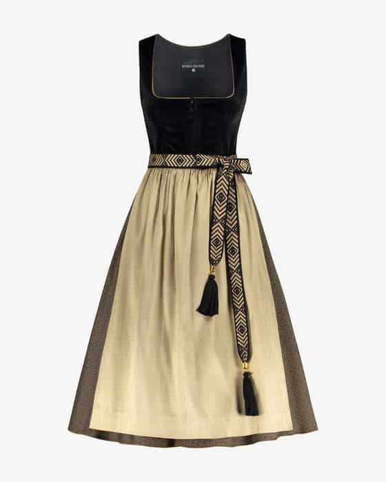 Midi-Dirndl mit Seidenschürze