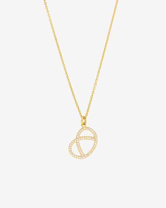 Leaf Pretzel zirconia necklace at LODENFREY