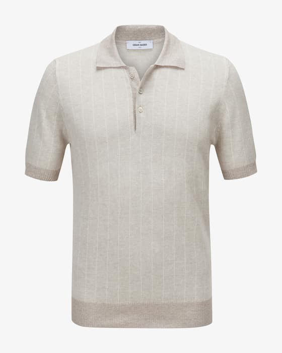 Strick-Poloshirt aus Leinen und Baumwolle