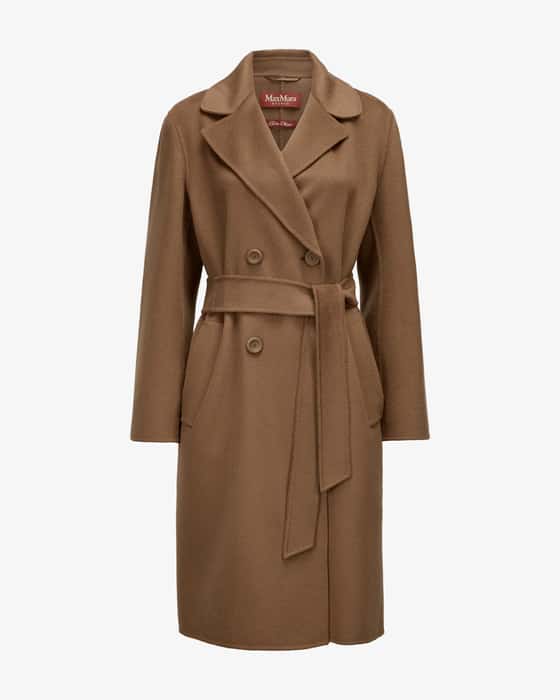 【送料&関税込】Max Mara Studio cles Coat Wool, cashmere and silk coat with belt, white | 