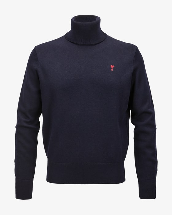 【AMI PARIS】Stretch Viscose Turtleneck T-Shirt Black Black Turtleneck Jumper | Ami De Coeur | AMI PARIS US