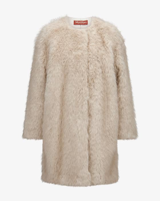コート Max Mara Studio White eco fur Slam coat Max Mara Studio White Eco Fur Slam Coat – LOZURI®