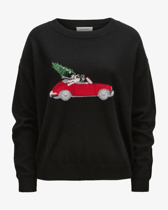 Weihnachtspullover Girlgang Cabrio aus Cashmere