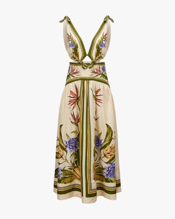 Kleid Tropical aus Leinen-Mix