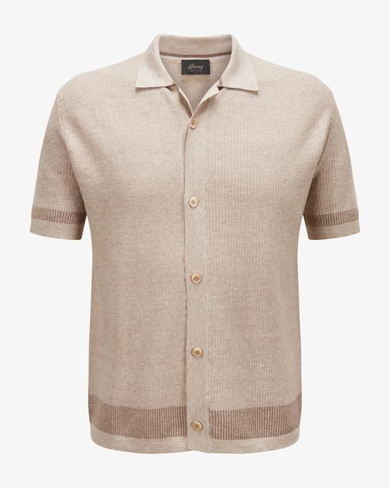 Strickhemd aus Baumwoll-Leinen-Mix