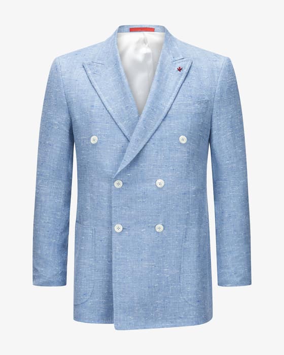 Doppelreiher-Sakko aus Seide, Leinen und Wolle