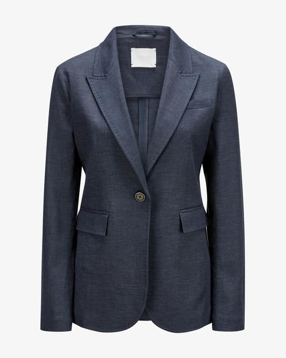 Blazer Slim Fit aus Baumwoll-Leinen-Mix