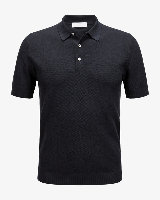 Strick-Poloshirt aus Seide und Baumwolle