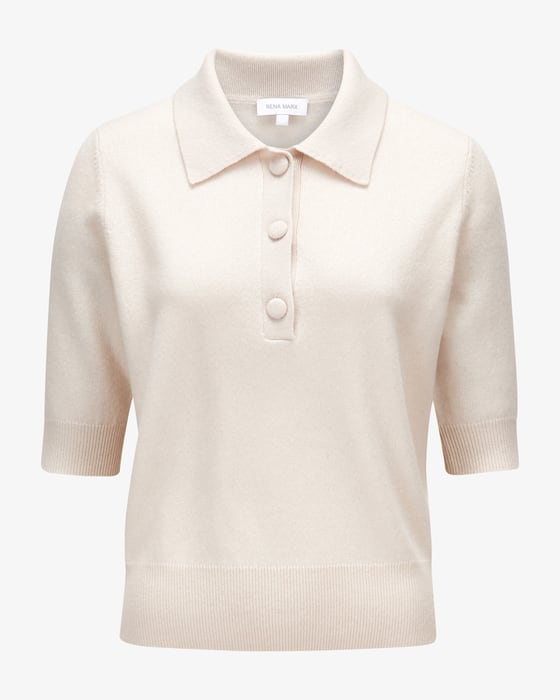 Strick-Poloshirt aus Merinowolle und Cashmere