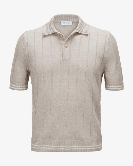 Strick-Poloshirt aus Leinen und Baumwolle