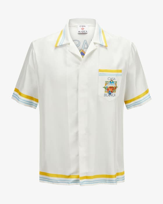 Bowlinghemd Tennis Landscape aus Seide