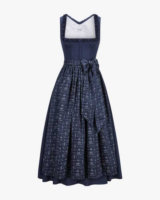 Dirndl Gaia lang aus Baumwolle mit Schürze