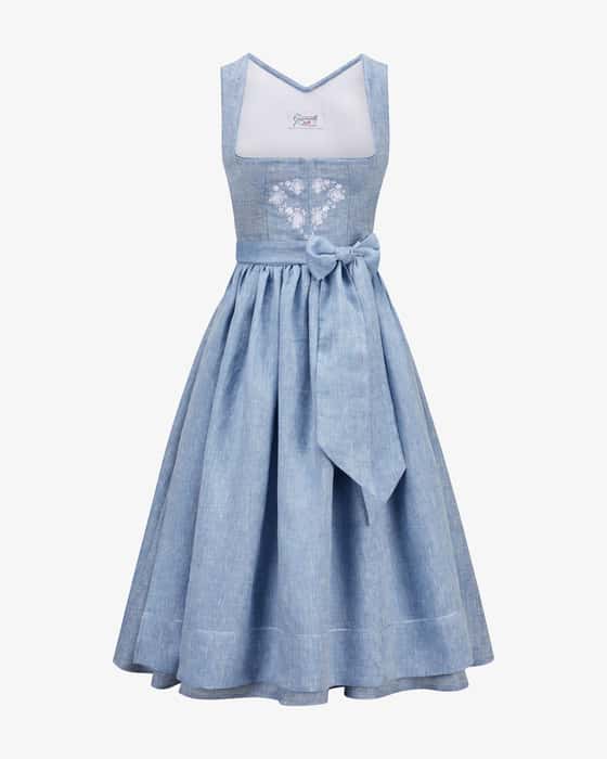 Midi-Dirndl Luisa aus Leinen mit Seidenschürze