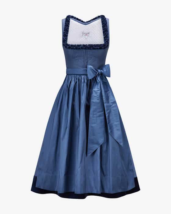 Midi-Dirndl Gaia aus Leinen mit Seidenschürze