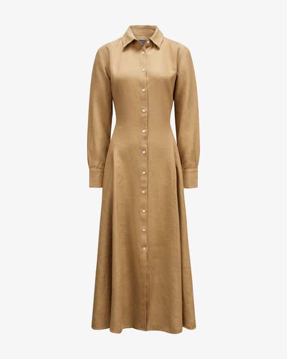 Wickel-Hemdblusenkleid aus Leinen