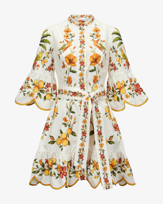 Minikleid Lemon Bouquet aus Baumwolle