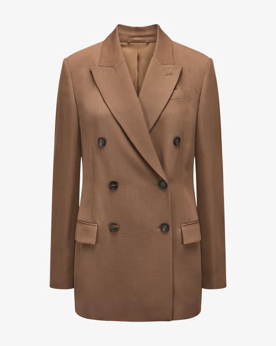 Double-breasted jacket in virgin wool and viscose