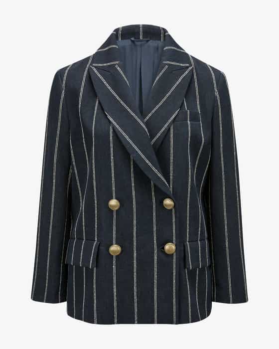 Double-breasted blazer in a cotton-linen blend