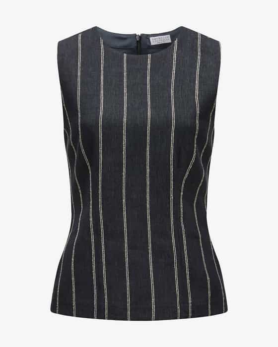 Cotton-linen blend blouse top