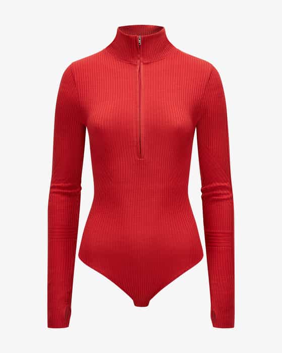 Strick-Body Perfect Zip aus Woll-Mix
