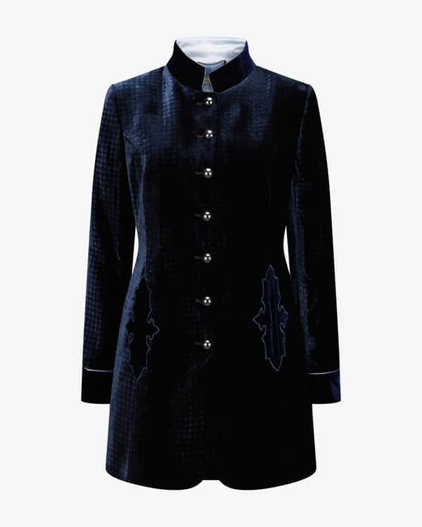 Indiraischler traditional velvet frock coat 