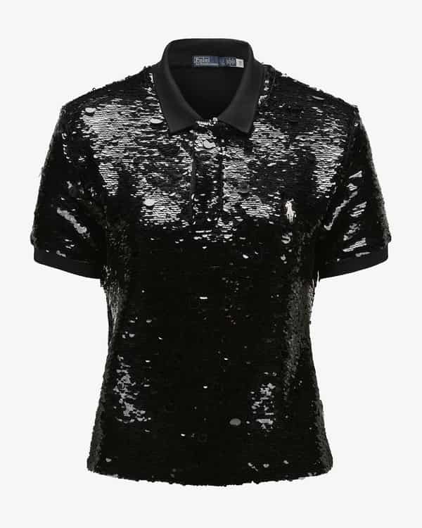 Pailletten-Poloshirt 