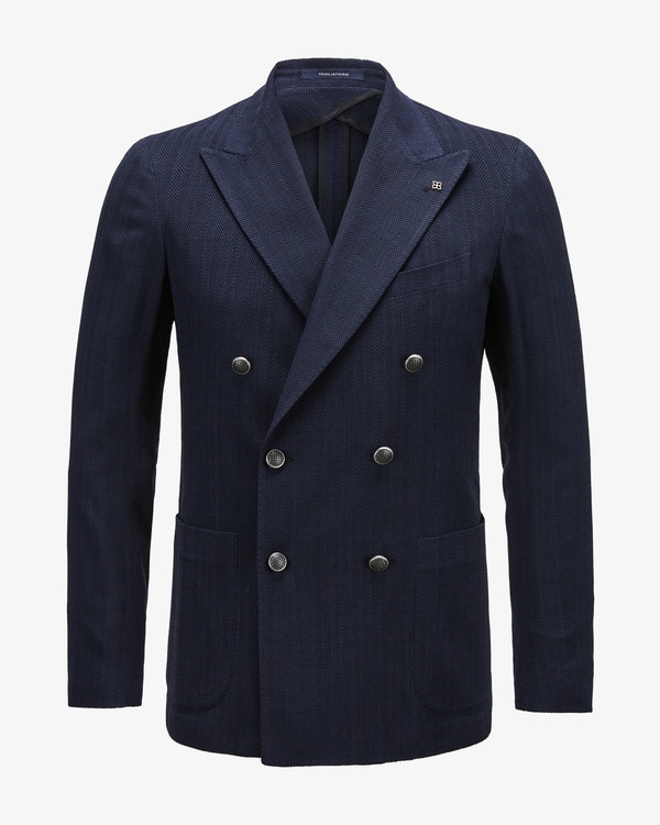 Double-breasted jacket in virgin wool-cotton blend