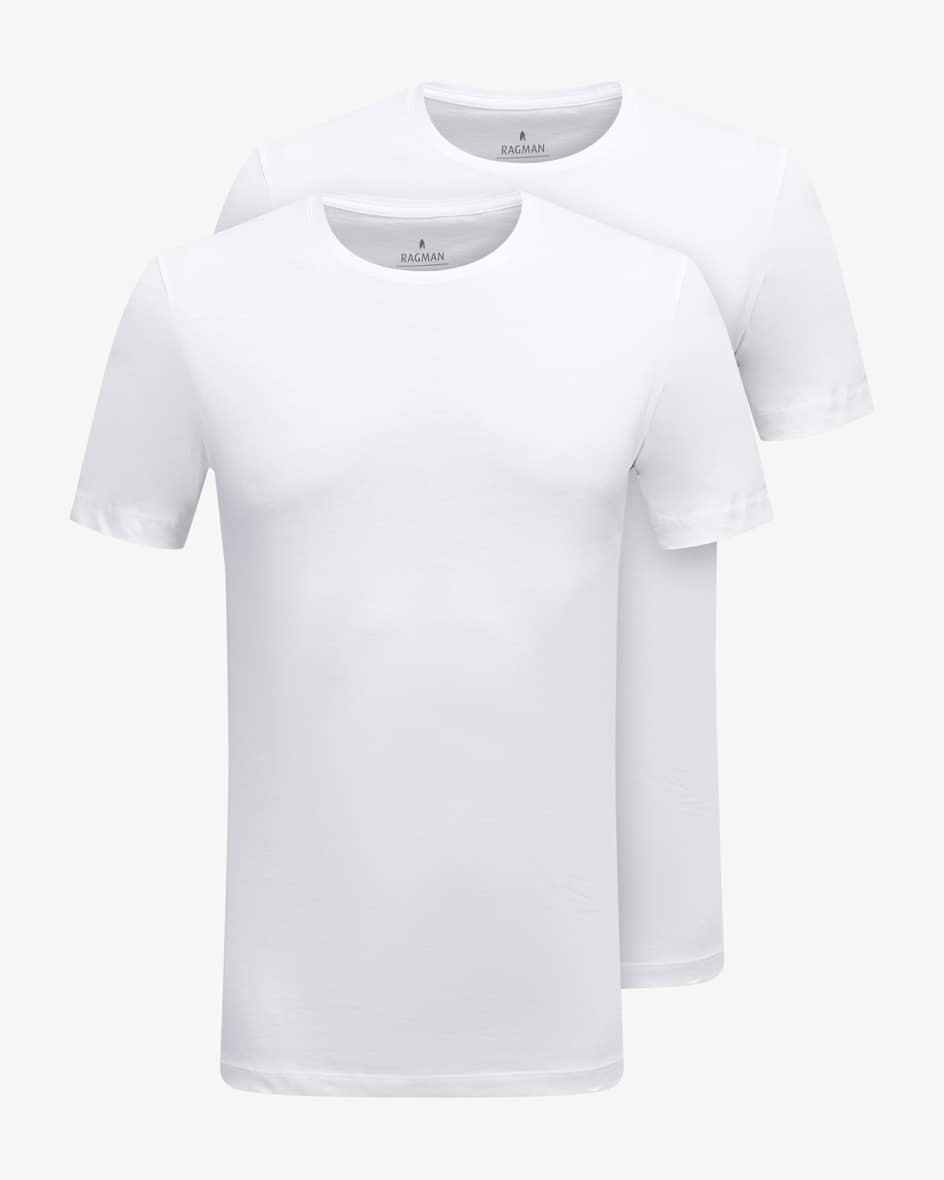 Ragman T-Shirts 2er-Set (Weiß, Gr. XL) Herren Waesche Unterhemden