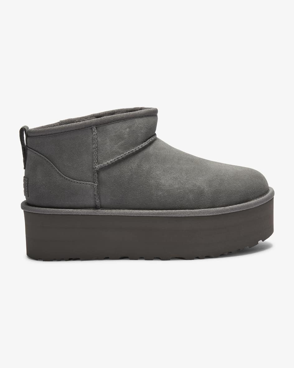 Ugg Ultra Mini Platform Boots (Grau, Gr. 38) Damen Schuhe Stiefeletten-Boots Plateau-Stiefeletten
