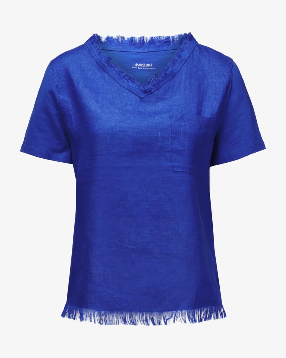 Marc Cain Leinen-Seiden-Bluse (Blau, Gr. 44) Damen Shirts-Tops T-Shirts