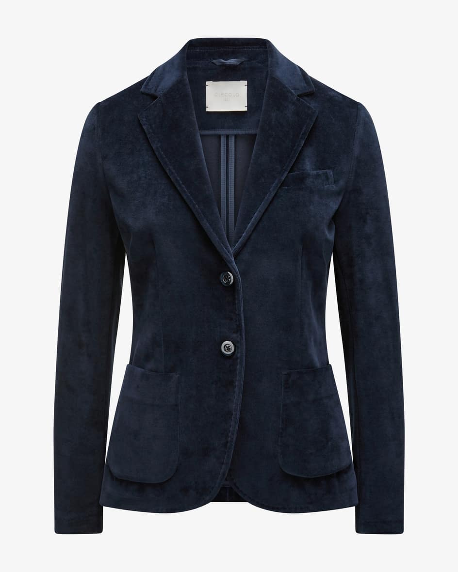 Circolo 1901 Samtblazer Slim Fit aus Baumwoll-Mix (Blau, Gr. 40) Damen Blazer Casual-Blazer