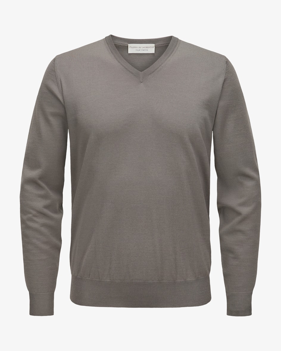 Filippo de Laurentiis Pullover (Taupe, Gr. 58) Herren Strick Pullover-mit-V-Ausschnitt