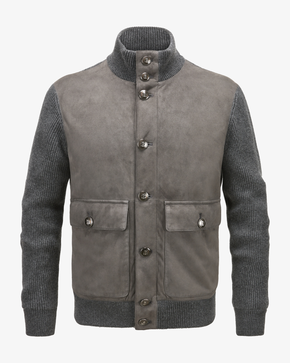 Bild 1 für Hybrid-Blouson aus Leder und Cashmere M