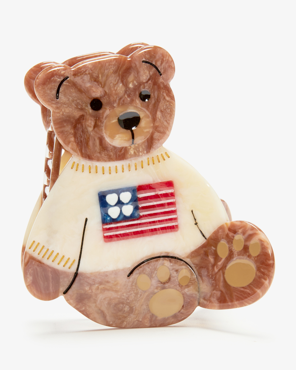 Image 1 for Americana Teddy Bear Hair Clip  One size fits all