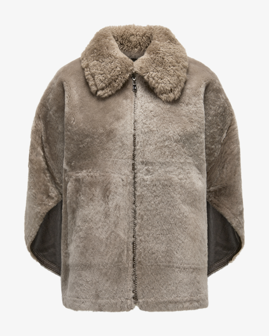 Image 1 for Aurora Reversible Lambskin Poncho  36