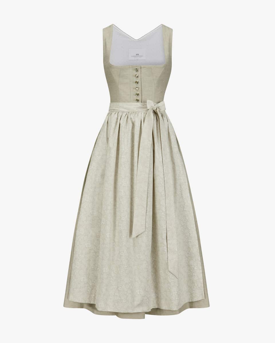 Image 1 for Long linen dirndl with cotton apron 46