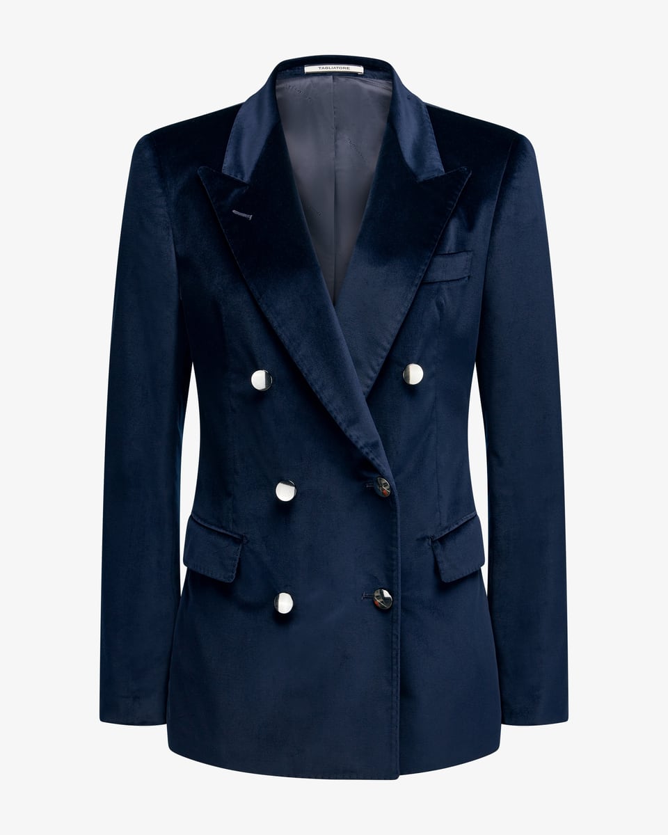 Image 1 for Parigi double-breasted velvet blazer in cotton 