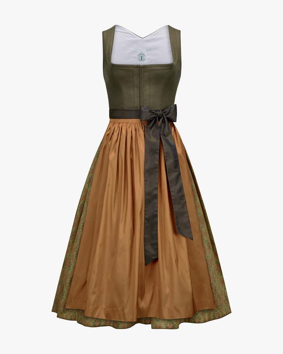 Bild 1 für Lyana Midi-Leinendirndl mit Bessy Seidenschürze  42