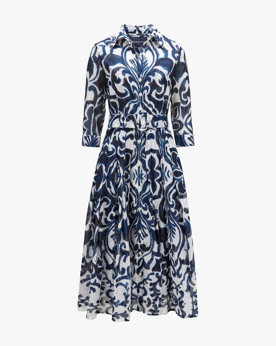 Image 1 for Audrey Maiolica Blue Tile shirt dress  S
