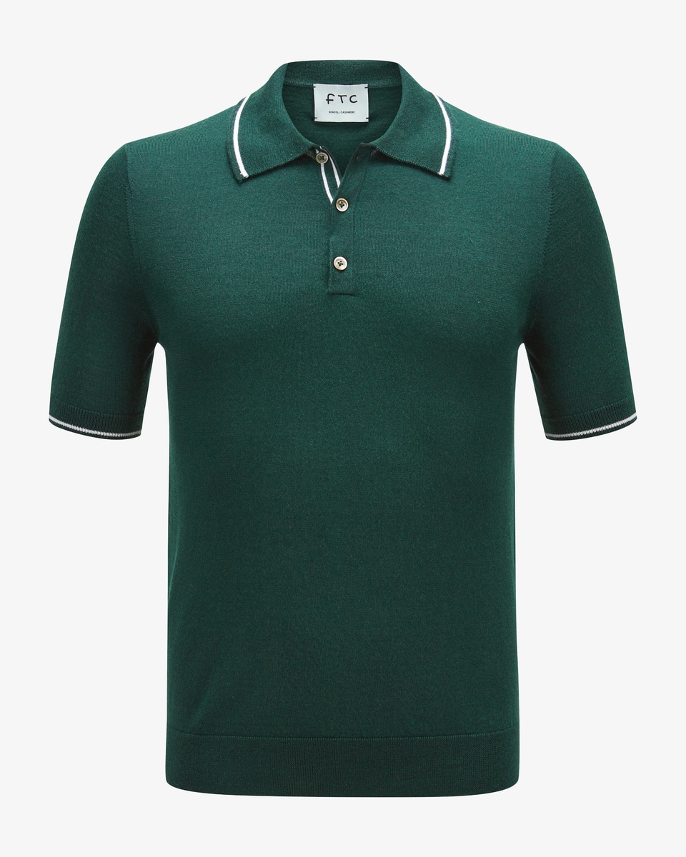 Image 1 for Knitted polo in cashmere blend 50