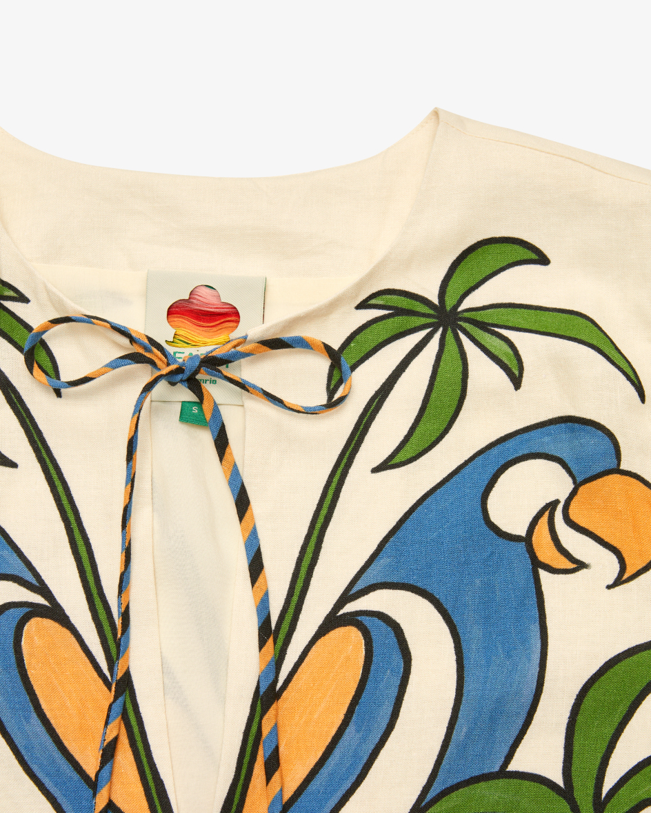 Bild 2 für Tunikakleid Tropical Graphic aus Leinen-Mix XS