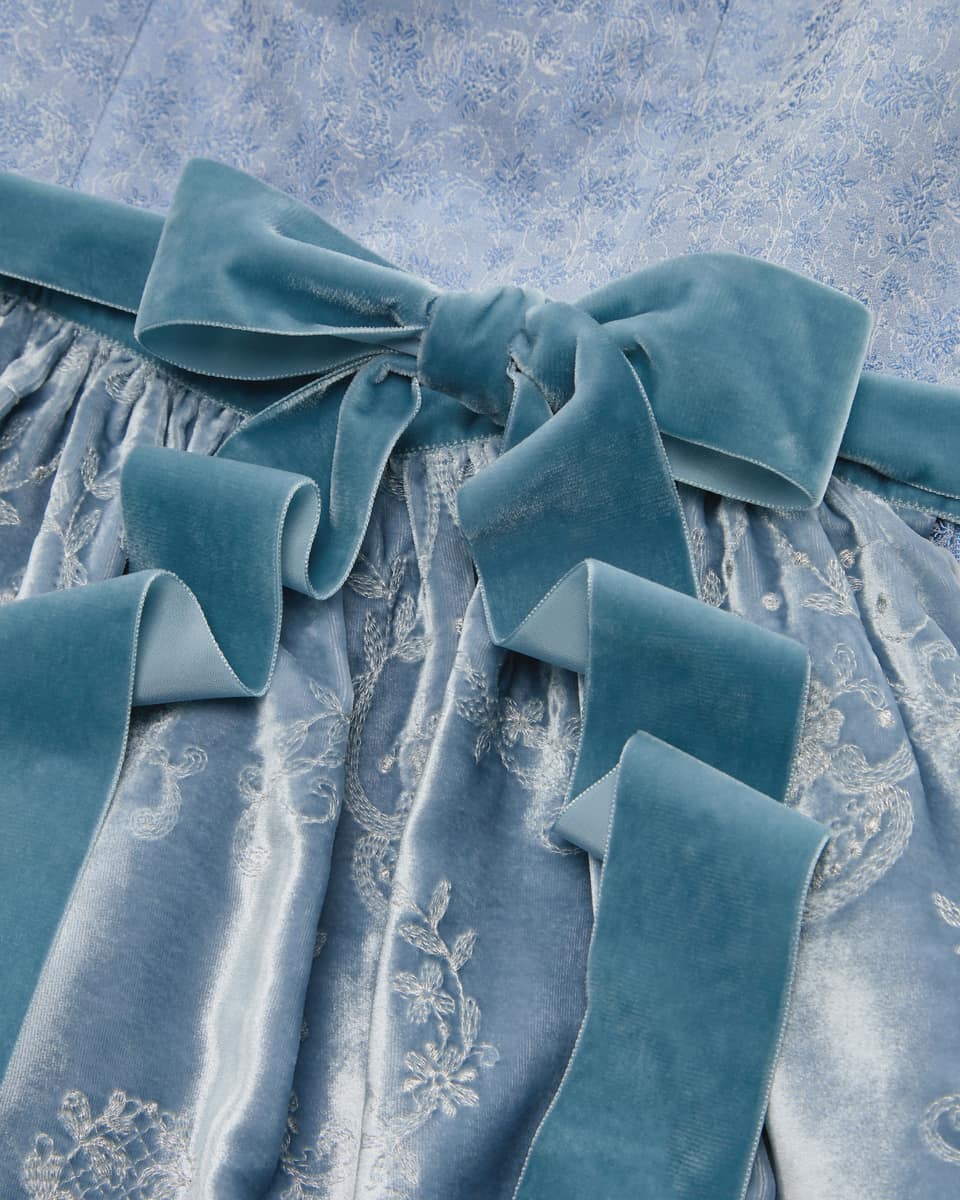 Bild 3 für Blauer Engel Midi-Dirndl mit Seidensamt-Schürze  38