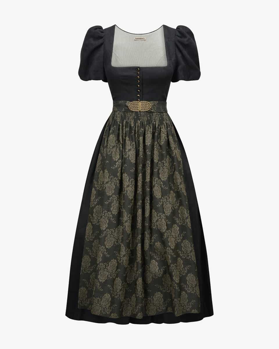 Image 3 for Laura long linen and virgin wool dirndl with apron  36