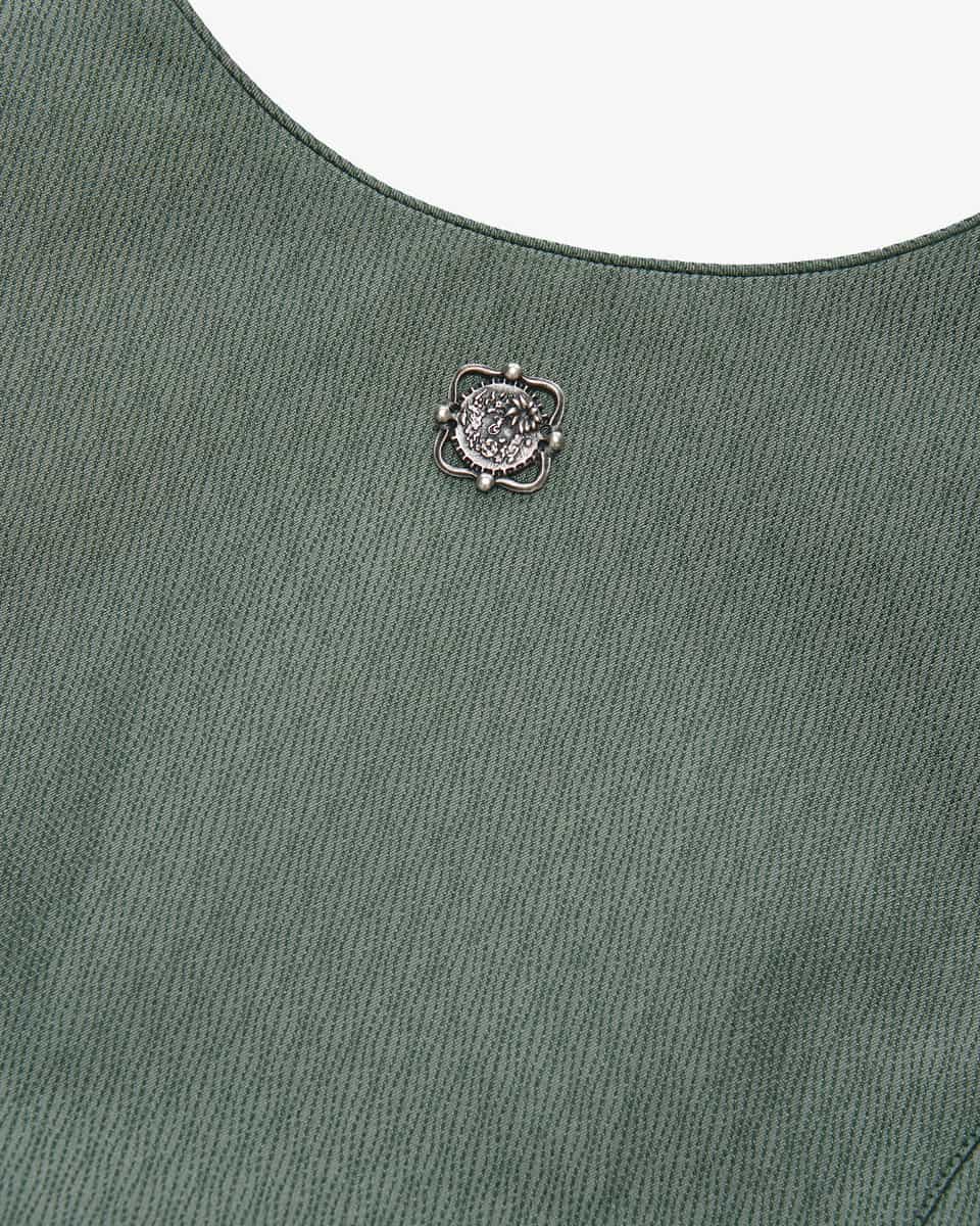 Bild 4 für Waldnebel Midi-Dirndl mit Seidensamt-Schürze 42