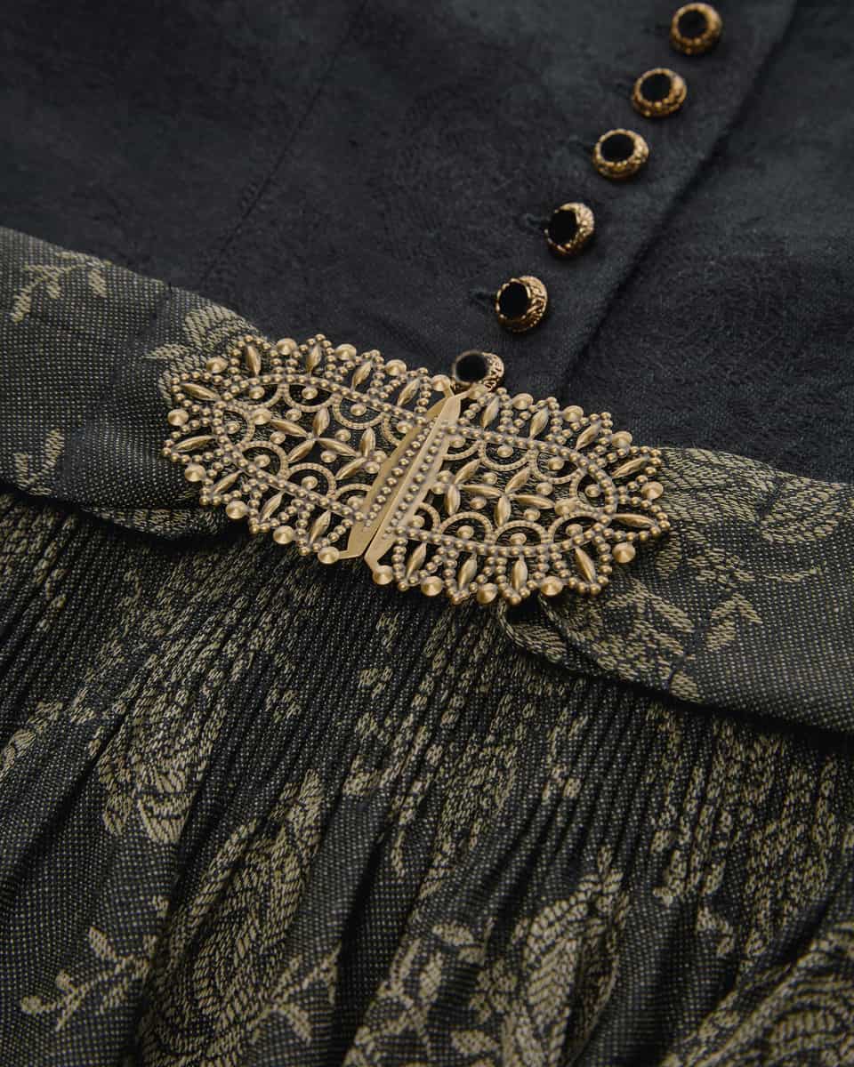 Image 6 for Laura long linen and virgin wool dirndl with apron  36