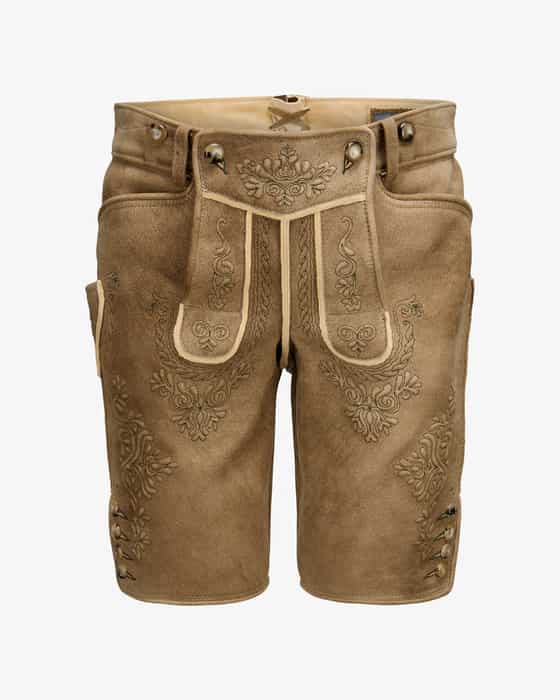 Wiesnlederhose kurz aus Hirschleder 