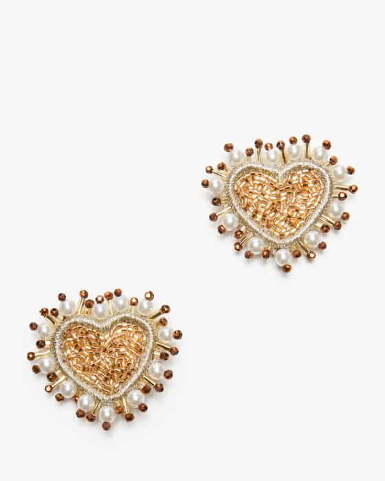 Pearl Heart Clip-Ohrringe 