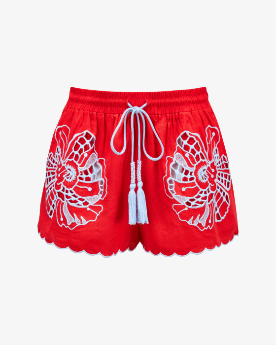 Shorts Poppy Flowers aus Leinen-Mix 